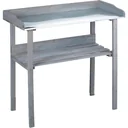 Garten Pflanzgefäß mit Zinkplatte und Holzablage - Gartentisch - Anthrazit - 78 x 38 x 86 cm