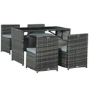 Gartenmöbel-Set in Rattan-Optik, 5-teilig, Stahl, grau