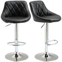 Barhocker 2er-Set Drehstühle Barstühle Verstellbare Höhe Armless Barhocker 360° schwenkbar PU-Kunstleder Metall Schwarz