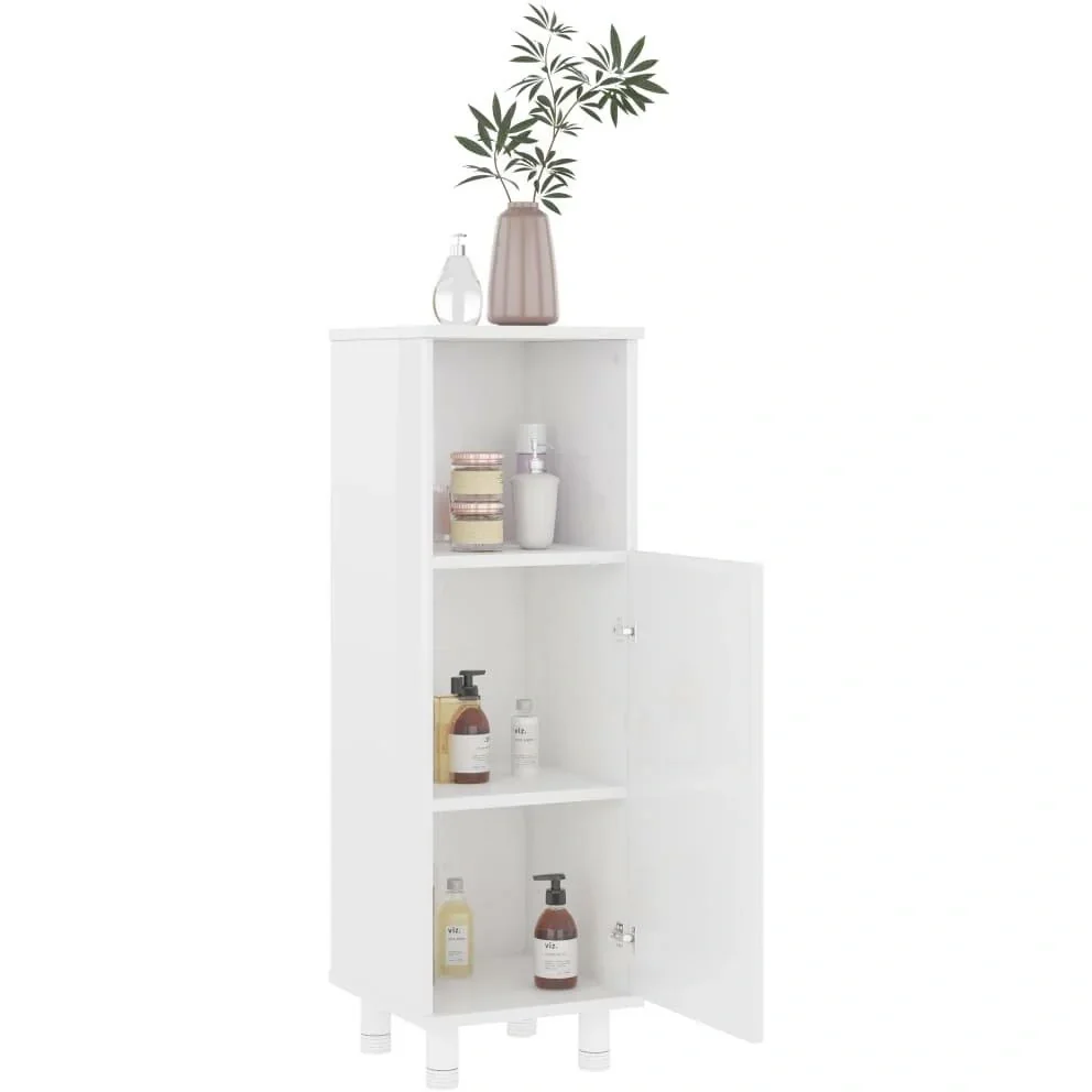 Badspiegelschrank 30x30x95 cm Spanplatte Hochglanz weiß