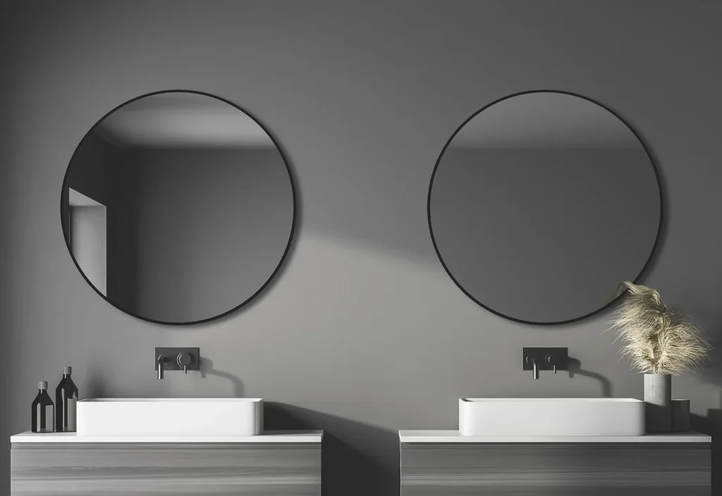 Dekorativer Wandspiegel "Black OROS" - matt Ø 120 cm - hochwertiger robuster Aluminiumrahmen in schwarz matt