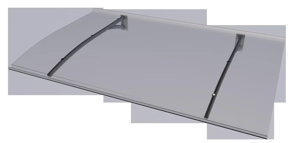 Pultvordach Typ PT Secco 200, Anthrazit, 200 x 90 x 22cm 3 mm klar