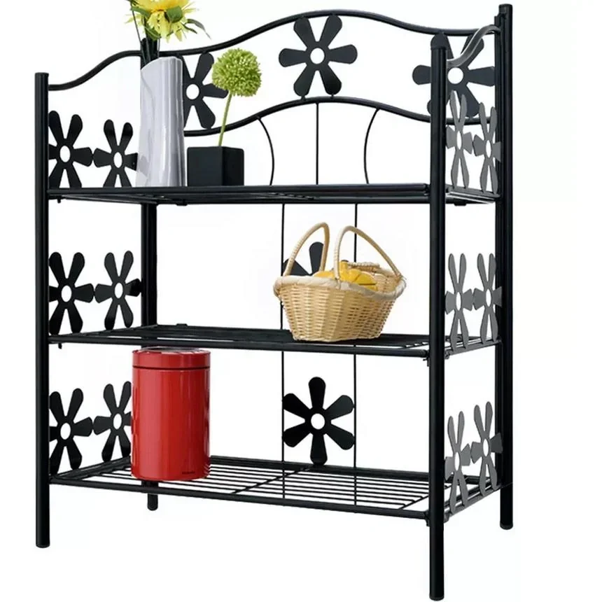 Regal / Aufbewahrungsregal - Garten - 3 Fächer - 70 x 60 x 30 cm - Metall - Schwarz