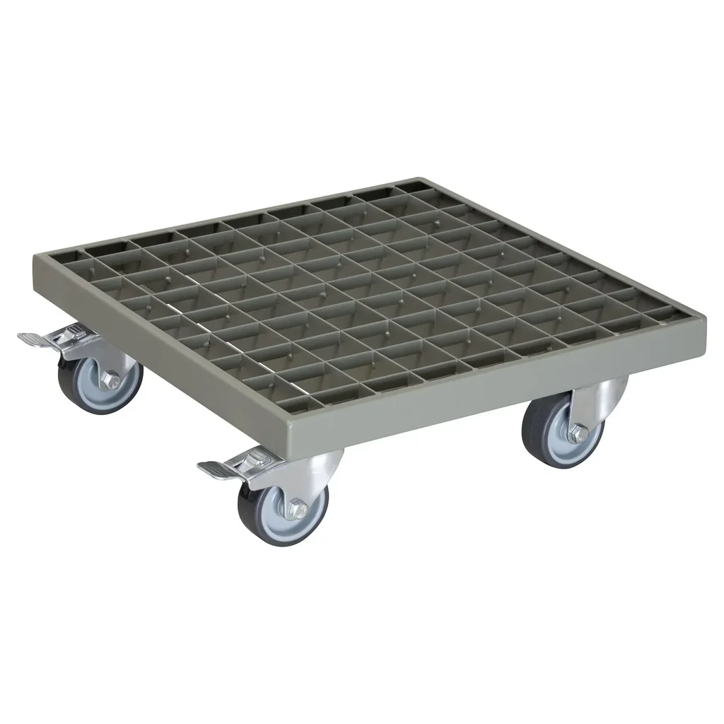 Multi Roller MR 7016, 29 x 29 x 9,5 cm, softe Rollen Ø 50 mm, Rollenlager, 2 Bremsen, Gitterrost, Tragkraft 200 kg