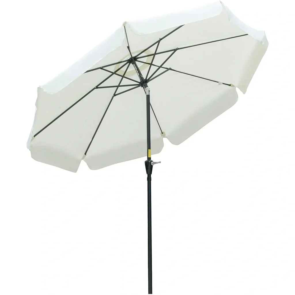 Sonnenschirm Ø2,66 m UV-Schutz 50+ Garten Sonnenschirm 8 Rippen Verstellbar Beige