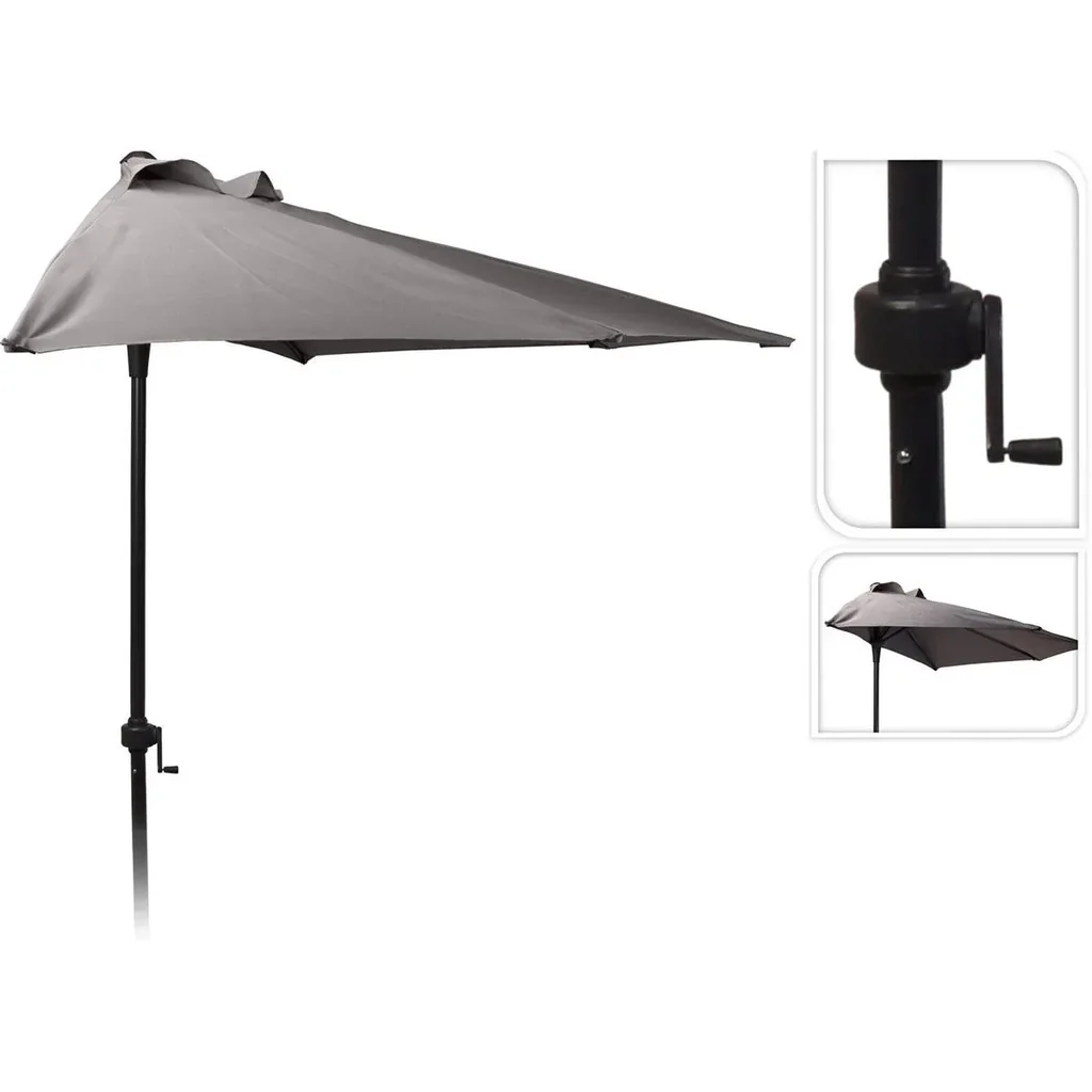 Pro Garden Sonnenschirm - Halbrund - Balkon Sonnenschirm - 250 cm - Anthrazit