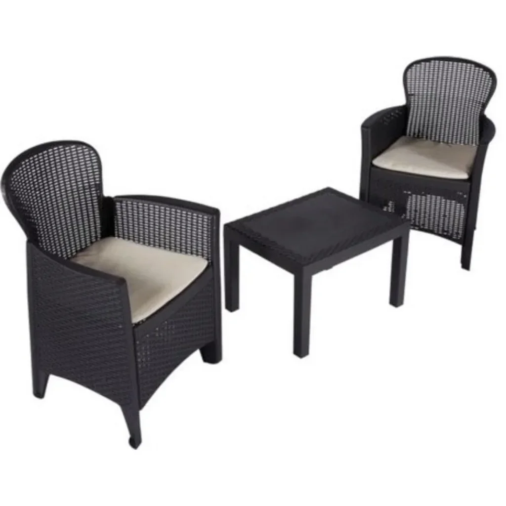 Pro Garden 5-teiliges Garten-Set - Stühle, Kissen und Tisch - 57x59x89cm - Max 120 kg