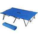 Campingbett Klappbar für 2 Personen Feldbett Klappbett mit Tragetasche bis 136 kg belastbar Stahl Oxford Blau+Schwarz 19