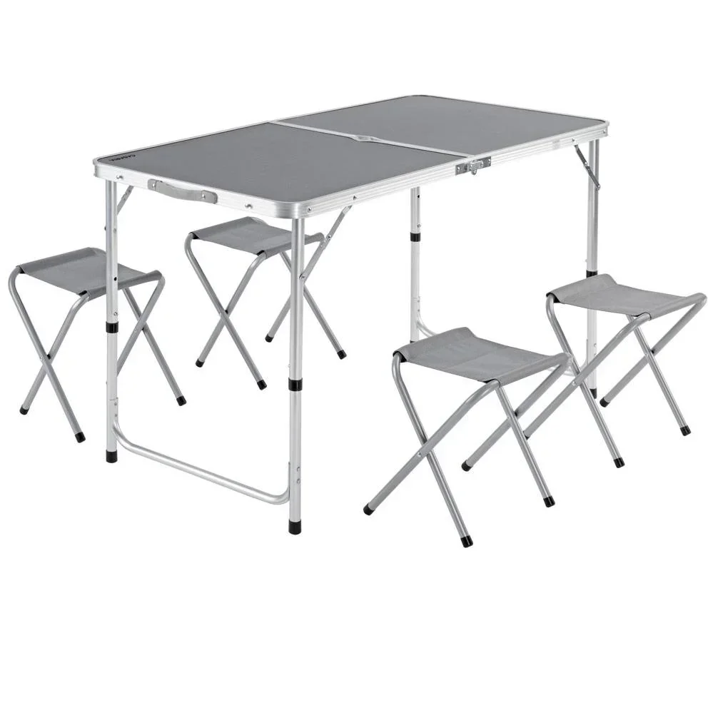 Campingbank 5 Stück grau Aluminium faltbar