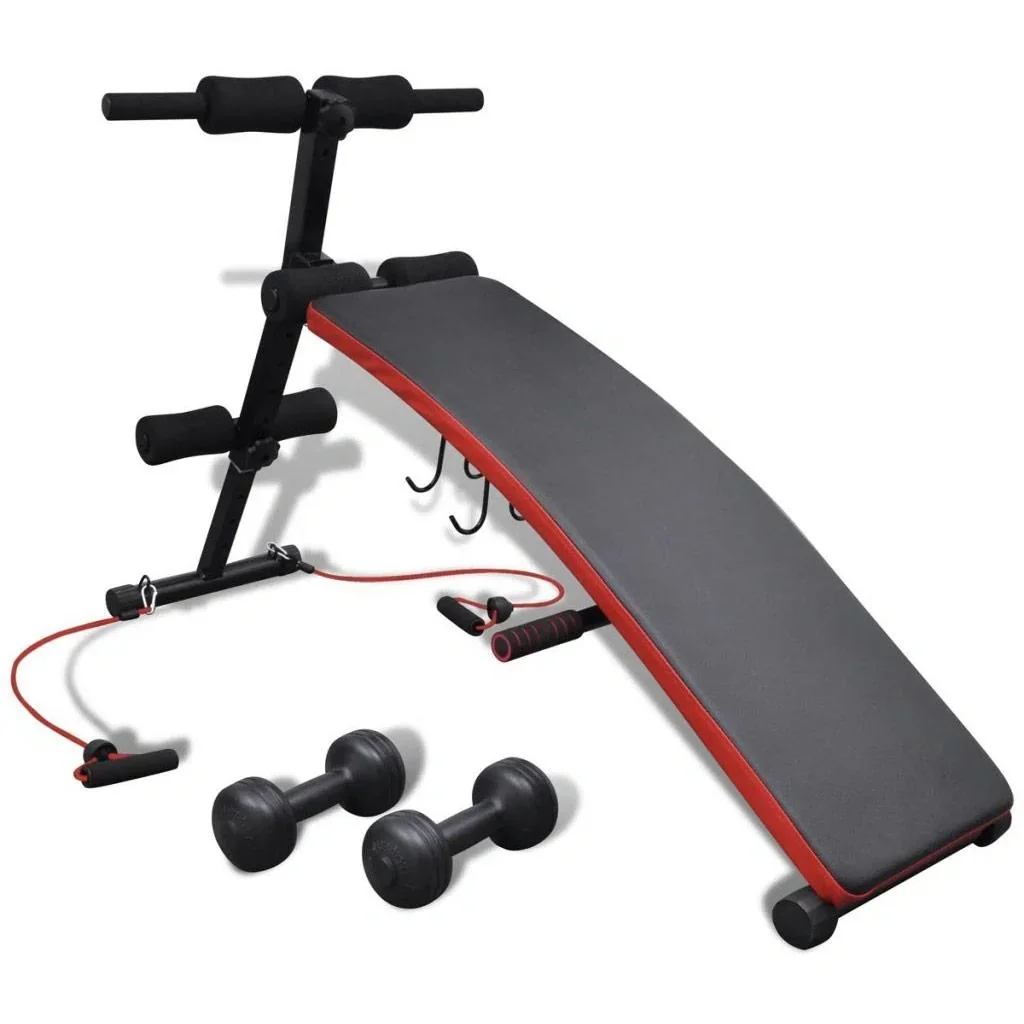 Sit-up-Bank mit verstellbaren 3-kg-Hanteln