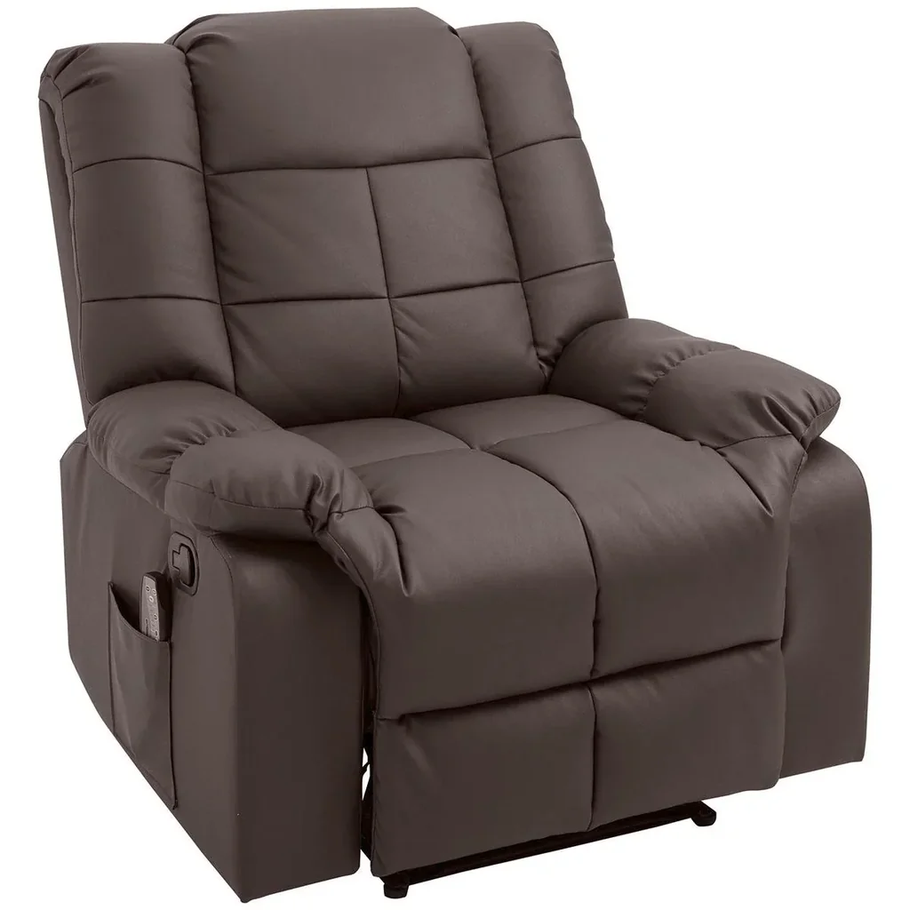 Massagesessel Fernsehsessel Relaxsessel mit Massagefunktion Kunstleder Holz Metall Schaumstoff Braun 94 x 99 x 99 cm