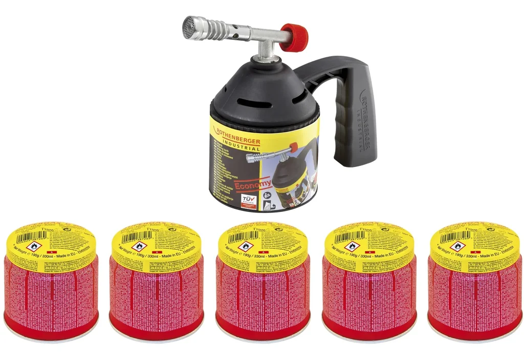 RoFlame Economy Lötlampe inklusive 5 Supergas Kartuschen