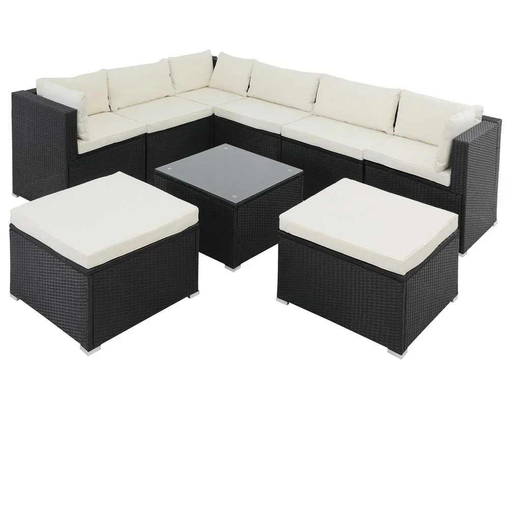 Polyrotan XL Lounge-Set 26-tlg. Schwarz