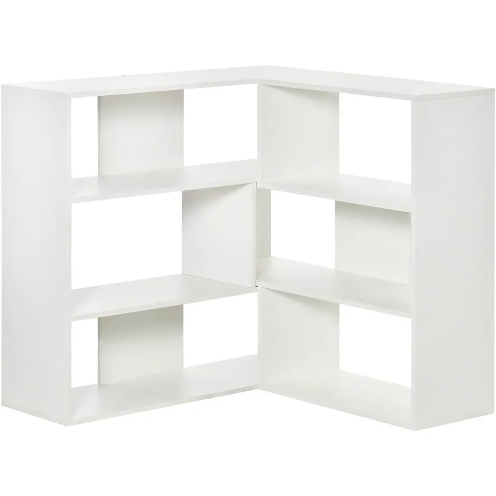 Bücherregal Eck-Bücherregal L-Form Standregal mit 6 Fächern Dekoregal Eckregal Medienregal 360° drehbar modern für Wohnz