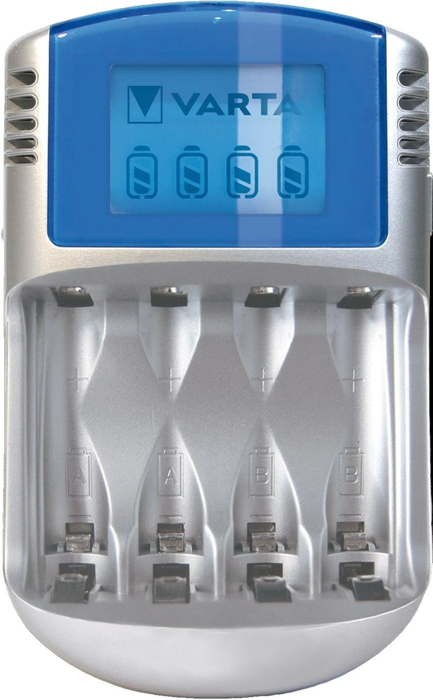 Ladegerät für NiMH Akkus mit LCD Display, 12V Adapter und USB Anschluss