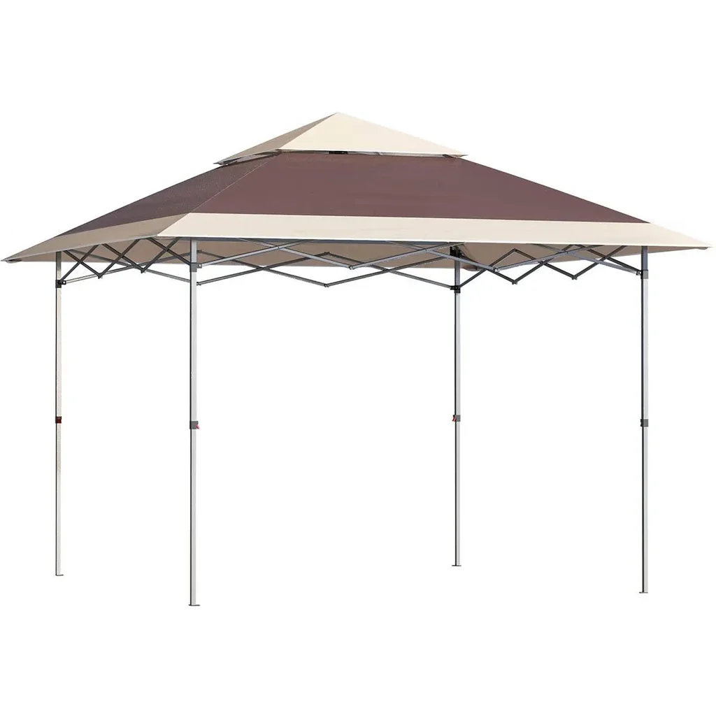 Gazebo faltbar - Pavillon mit Rolltasche - 3,6 x 3,6 m - Braun/Khaki