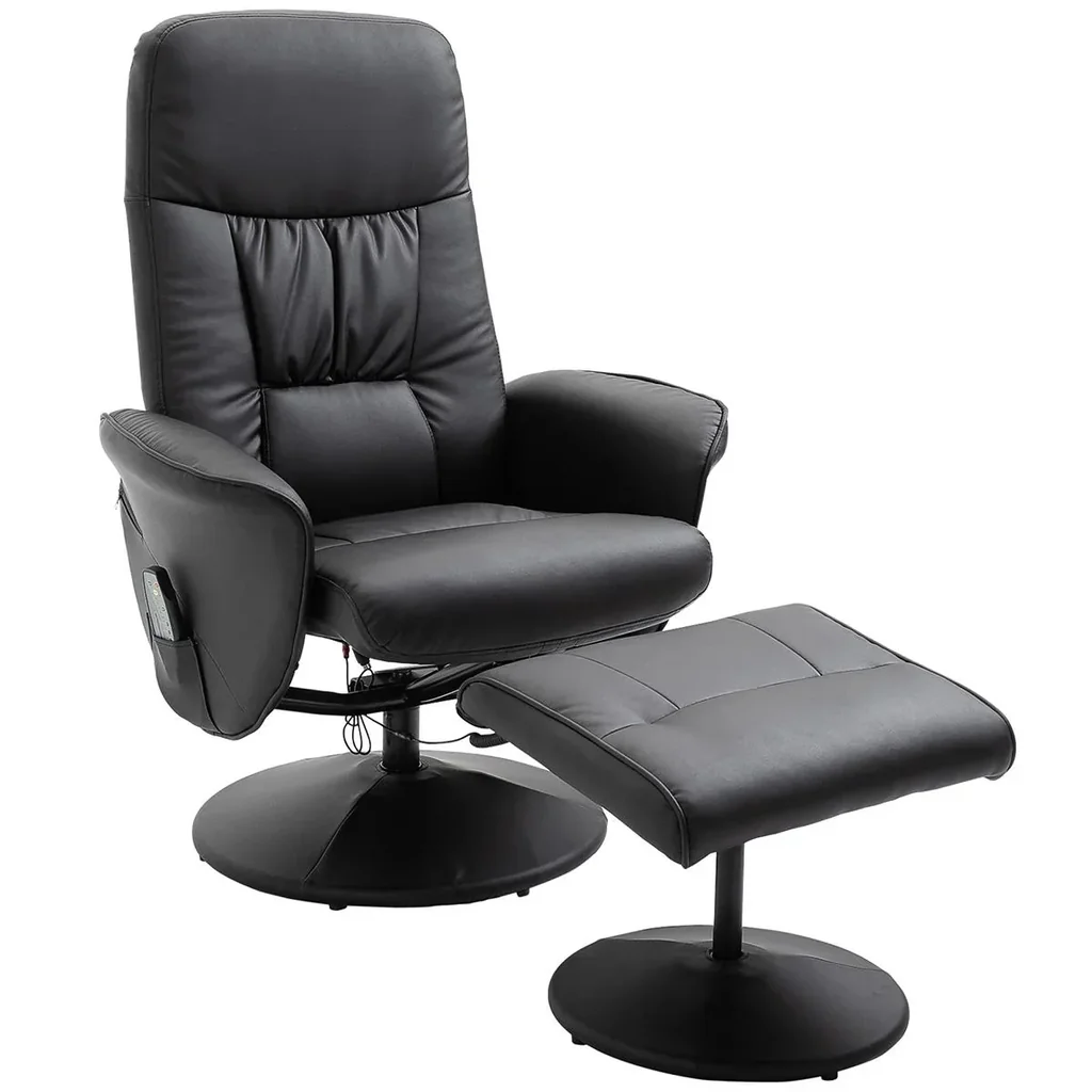 Massagesessel mit Fußhocker Relaxsessel Massagesessel TV-Sessel145°-Neigung Kunstleder Schwarz 76 x 81 x 105 cm