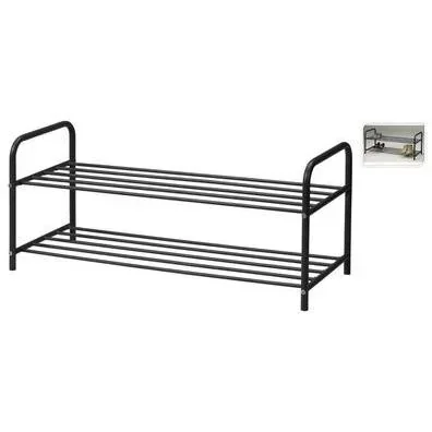 Schuhregal - schwarz - Metall - 2-lagig - 91 cm