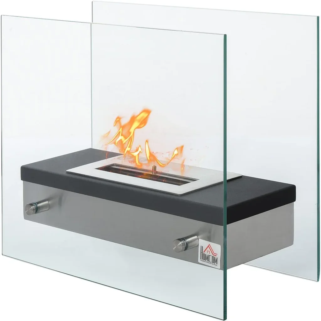 Biokamin Ethanol-Kamin Bio-Ethanol-Brenner 1,5L Brenndauer kein Rauch Edelstahl 47 x 20 x 40 cm