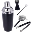 Excellent Houseware Cocktailshaker-Set - Edelstahl - 5 Stück - mattschwarz