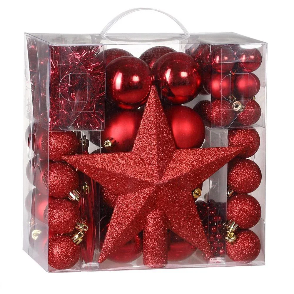 Kugeln - Christbaumschmuck - Rot 77 Stück