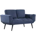 Schlafsofa Klappsofa 2-Sitzer Stoffsofa Bettsofa Sofa mit Schlaffunktion Sofagarnitur Samt Metall Blau 151 x 75 x 83 cm