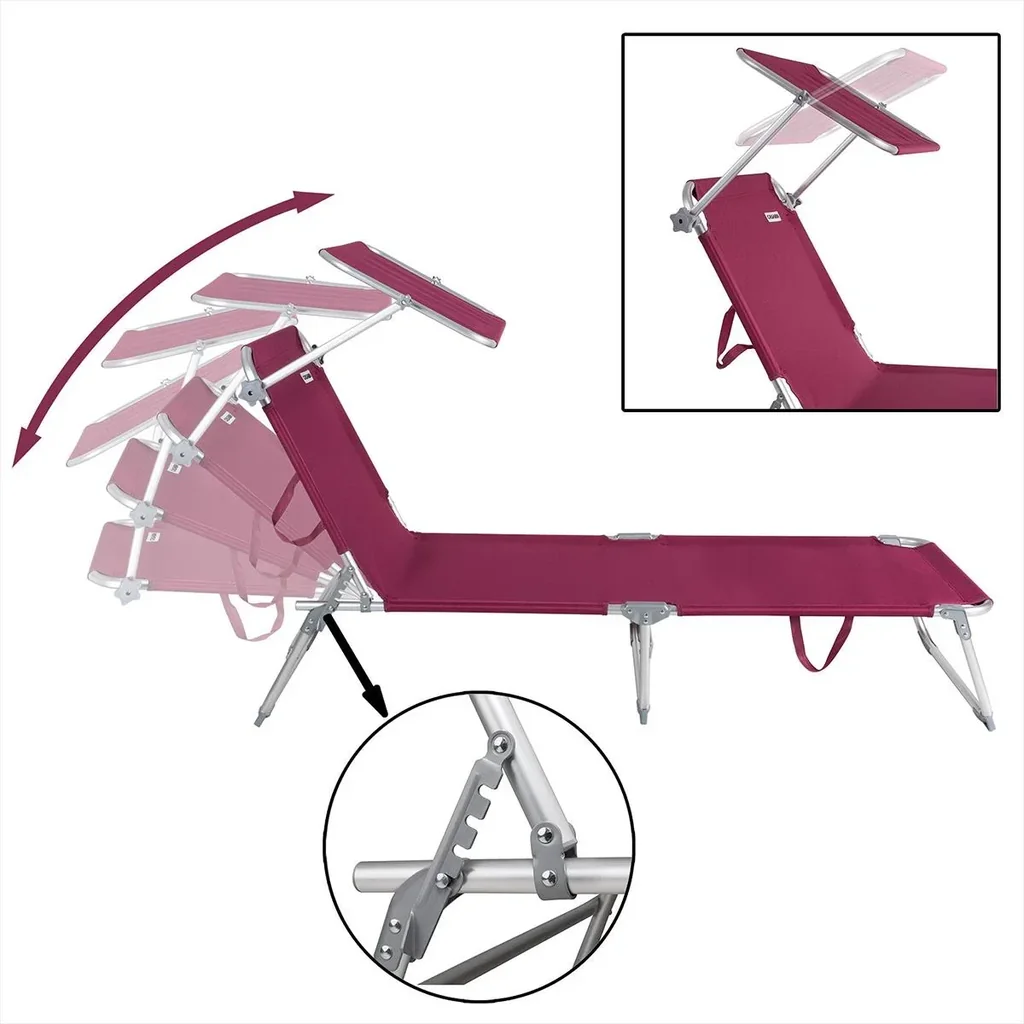 Ibiza Liege - 2er Set - Rotes Aluminium - Inklusive Sonnendach