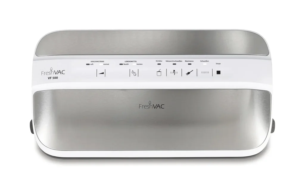 Vakuumierer FreshVAC VF500 Edelstahl, 120 Watt - Mit Folienschneider und Rollenfach!