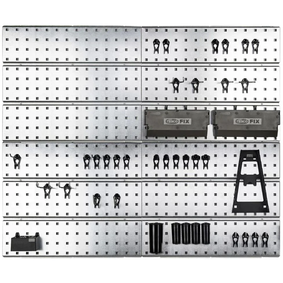 Super Clip Set - Werkzeugwand aus Stahl - Aufbewahrungssystem - 46 Stück - 104 x 88 x 1,1 cm