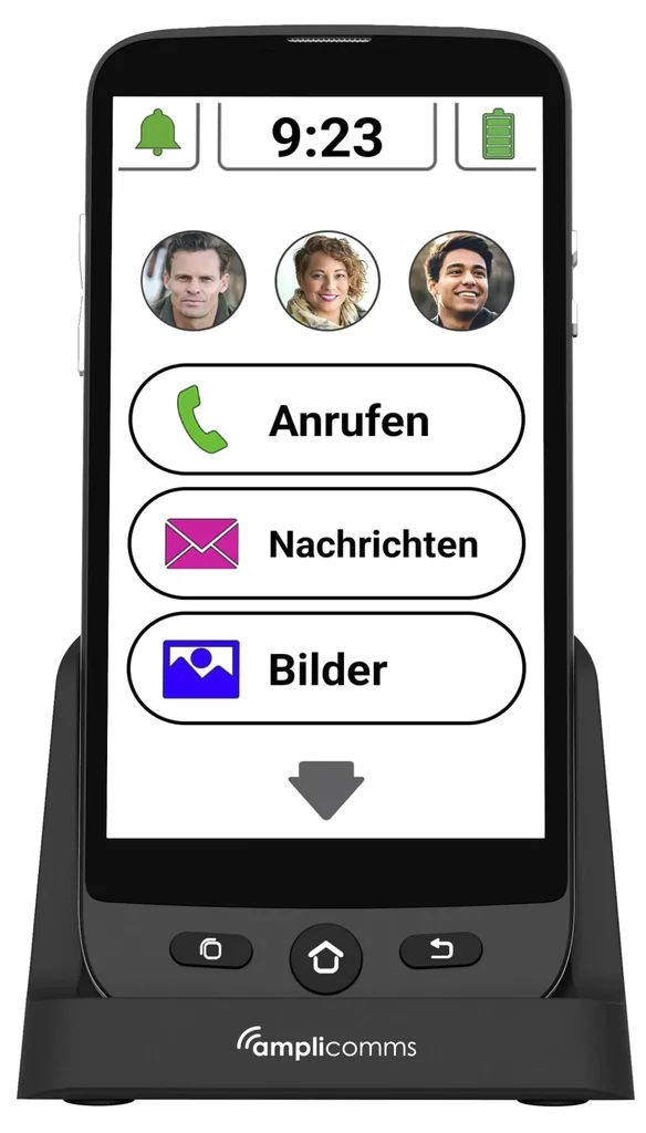 Senioren Smartphone M510-C mit Ladeschale und Schlüsselband