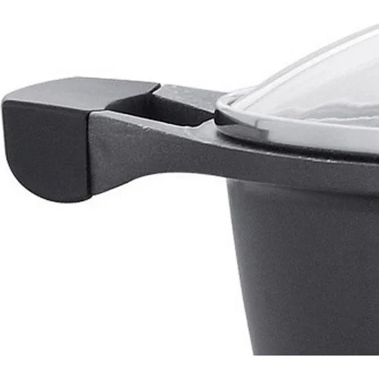 Suppenauflauf aus Marmor - Mit Glasdeckel schwarz - 26 CM