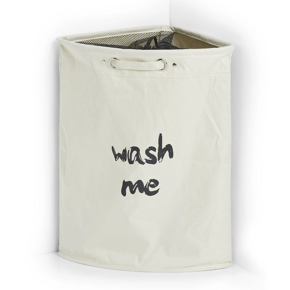 Eck-Wäschesammler "Wash me", Polyester, beige