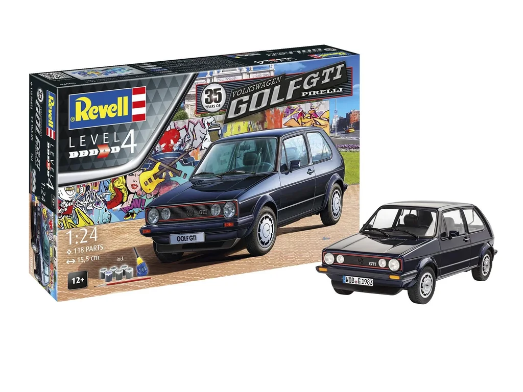 Modellbausatz "35 Years Volkswagen Golf GTI Pirelli" im Maßstab 1/24. 118 Einzelteile