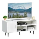 Fernsehtisch Fernsehschrank mit Schrank Regale TV-Board für TVs bis zu 60'' Wohnzimmer Schlafzimmer Spanplatte Metallbei