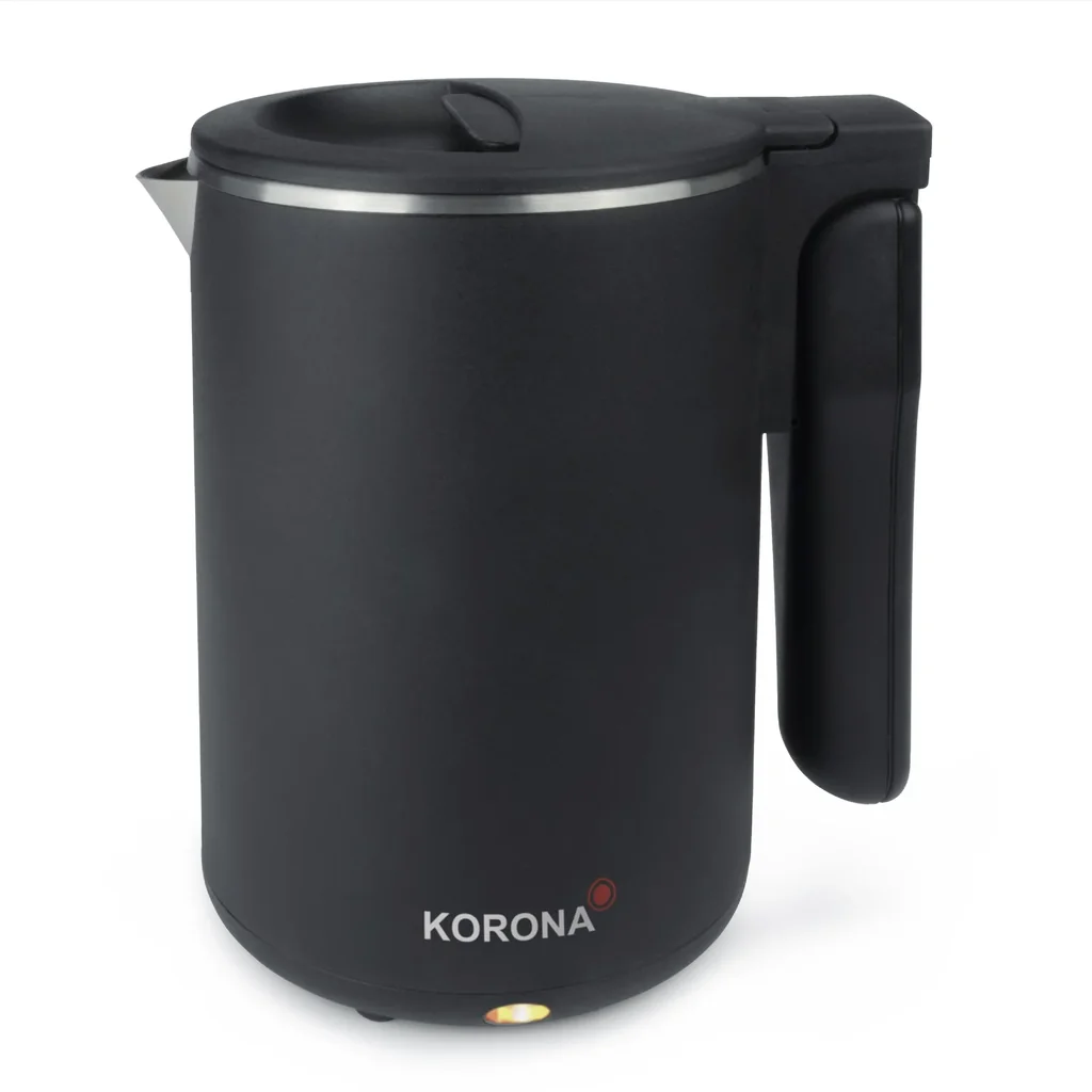 Reise-Wasserkocher 0,6 Liter, doppelwandig, schnurlos, Schwarz, 800 Watt
