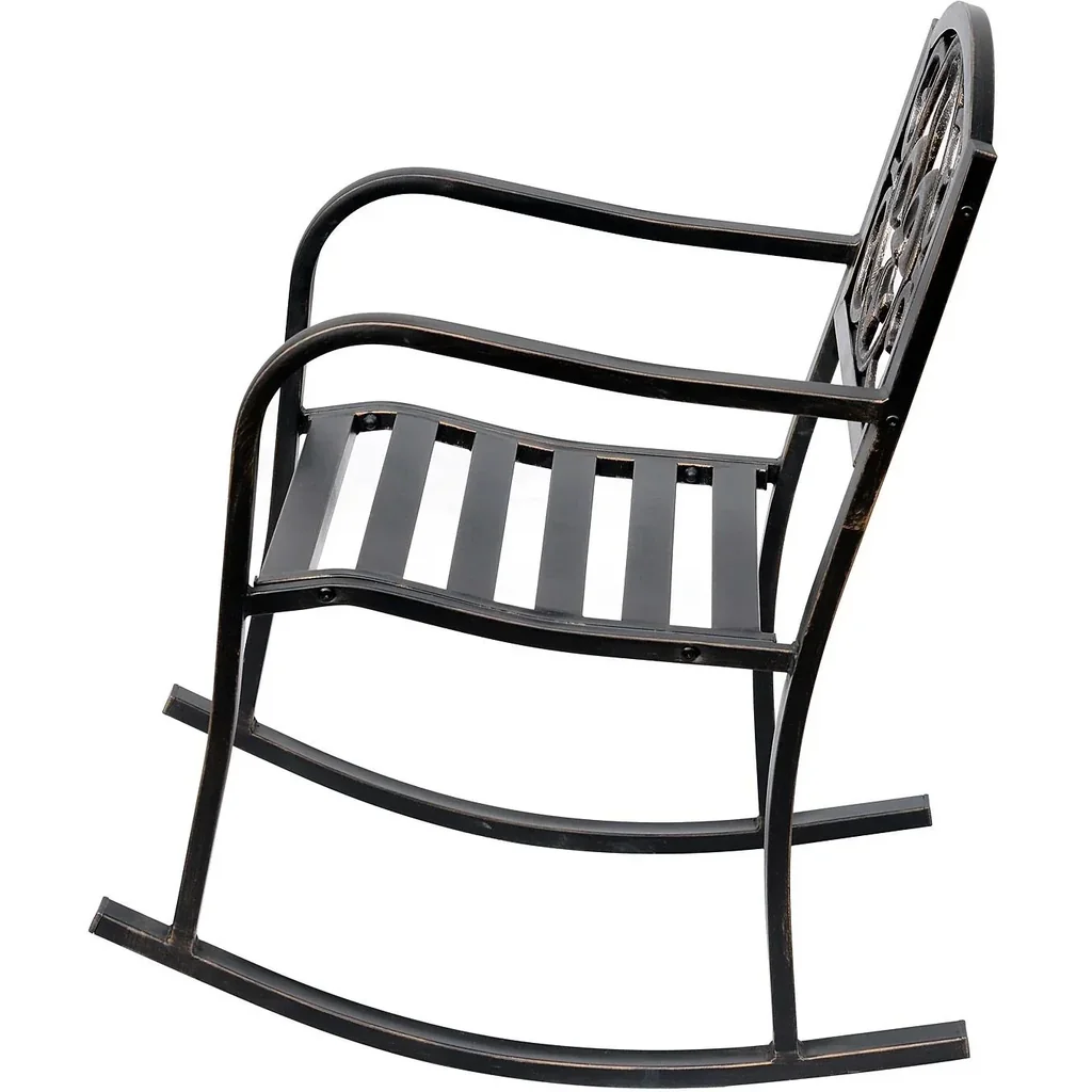 Schaukelstuhl Gartenstuhl antik Metall Bronze