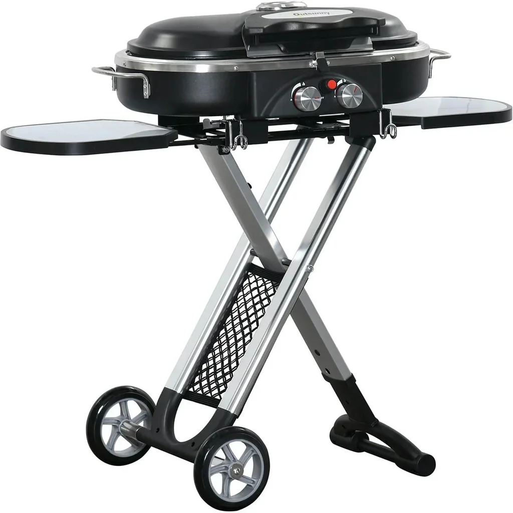 BBQ Grill mit 2 Brennern - Aluminium - Schwarz/Silber - 100 x 41,6 x 82,5 cm