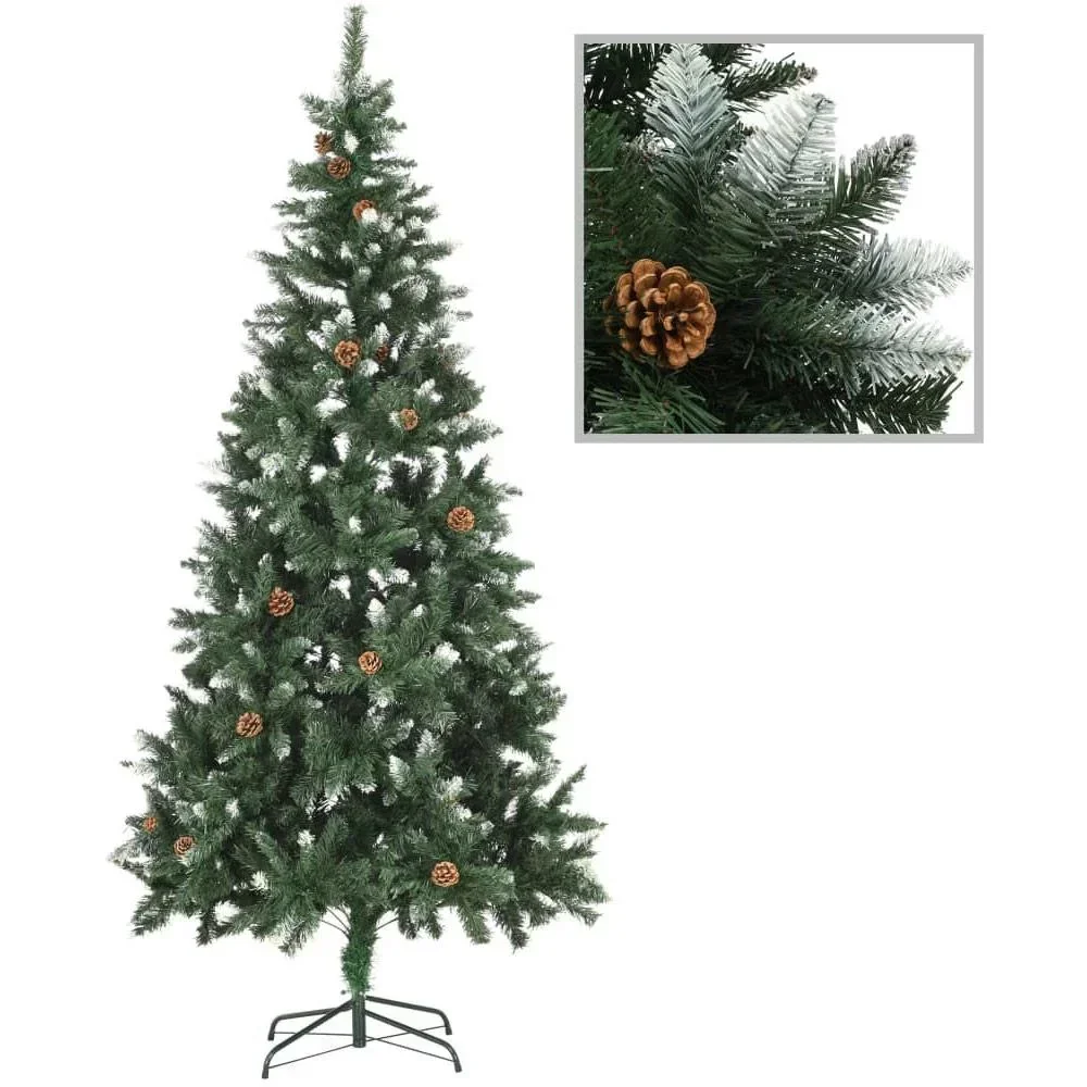 Weihnachtsbaum mit Tannenzapfen und weißem Glitter 210 cm
