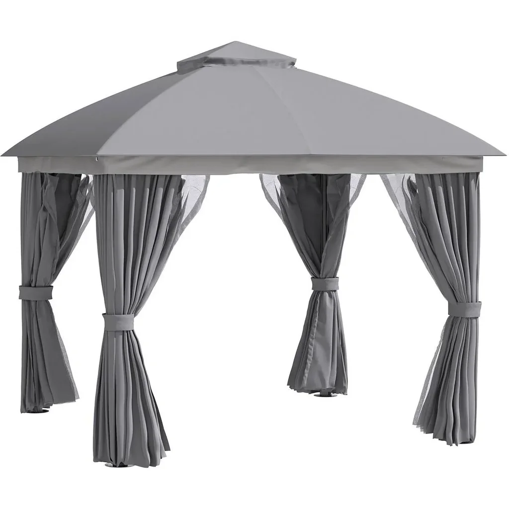 Pavillon mit Sonnensegel Aluminium 3 m x 3 m