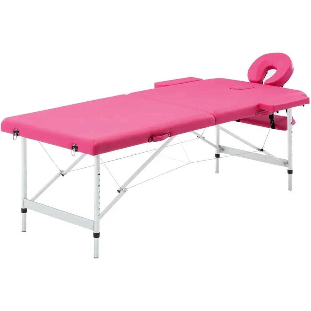 Klappbarer Massagetisch 2 Zonen Aluminium rosa