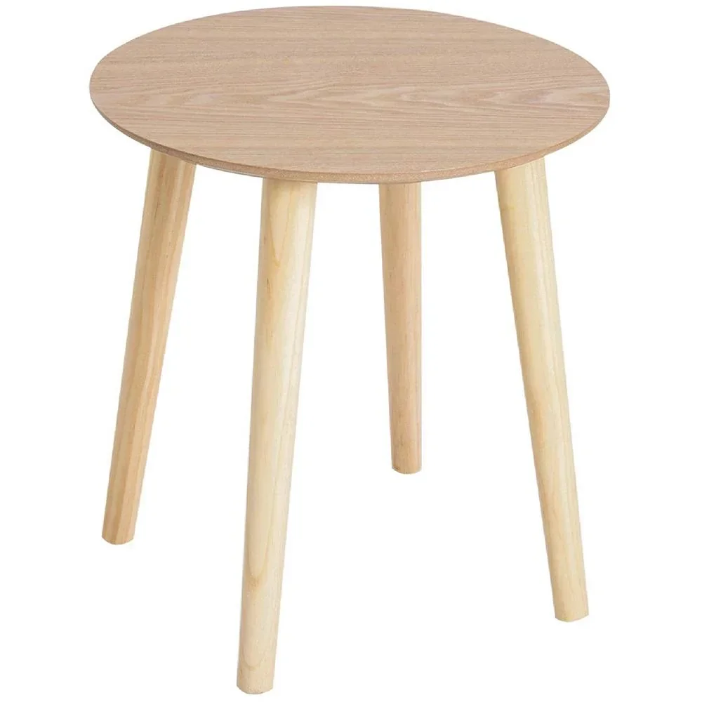 Beistelltisch Couchtisch Wohnzimmertisch rund aus MDF-Holz+Kiefer natur ?38,5 x 41,5 cm