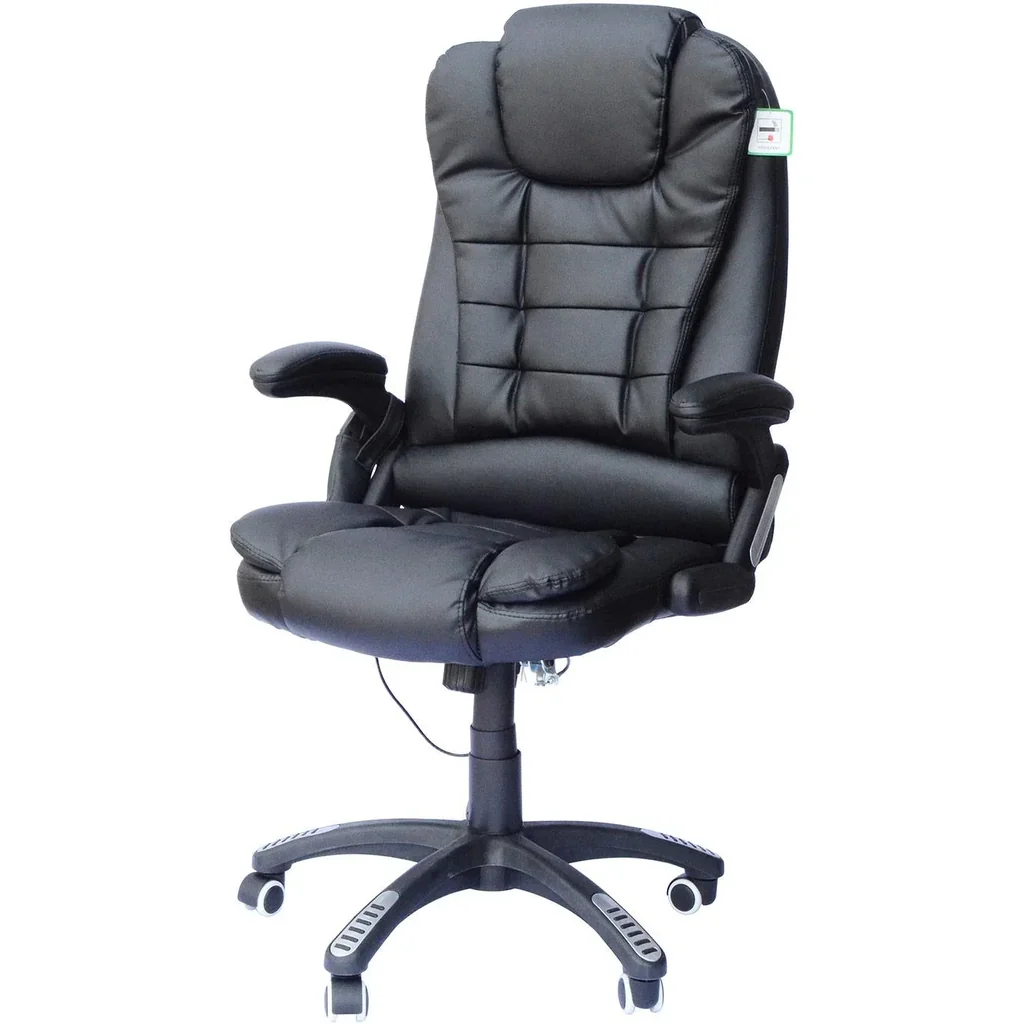 Massage-Chefsessel Gaming Stuhl mit Wärmefunktion drehbar schwarz