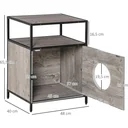 Katzenhöhle Katzenschrank Katzenbett Katzenhaus mit Tür offenem Regal Katzenkommode Beistelltisch Spanplatte Plüsch Grau