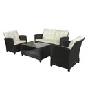 Polyrattan Sitzgarnitur 4 tlg. Sitzgruppe Gartenset Sofagarnitur Gartenmöbel Set Lounge Metall Luxus Schwarz
