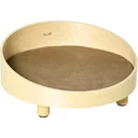 Erhöhtes Hundebett mit Kissen Rund für kleine Hunde Waschbarer Bezug Holzbeine Natur+Hellbraun Ø59 x 23,5 cm