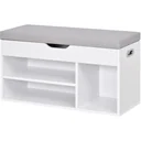 Sitzbank mit Schuhregal und Stauraum unter Polstersitzbank Weiß