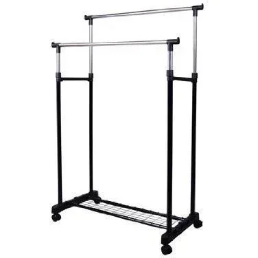 Kleiderständer mit 2 Stangen Garderobenständer rollbar höhenverstellbar