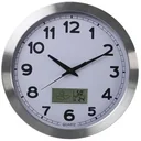 Aluminium Wanduhr mit LCD-Display und Thermometer, Hygrometer & Wettervorhersage - Ø 35 cm