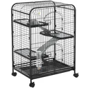 Kleintierkäfig rollbarer Nagerkäfig 3-stöckiger Tierkäfig mit Hängematten 2 Türen Metall 64 x 43,5 x 93 cm