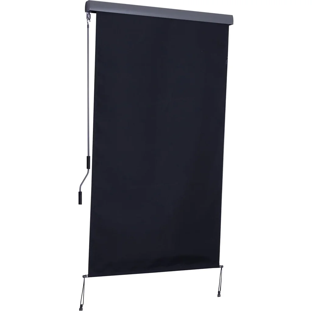 Seitenmarkise Windschutz Sichtschutz mit Handkurbel Polyester + Aluminium Grau 120 x 200 cm